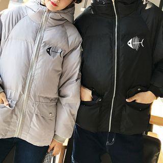 Couple Matching Print Hooded Padded Jacket