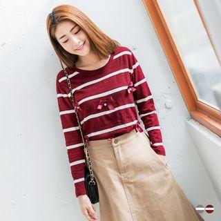 Breton Striped & Bowtied Long-sleeved Tee