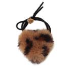 Leopard Print Furry Heart Hair Tie