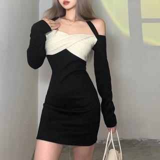 Cold-shoulder Knotted Sheath Dress