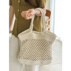 Zipped Perforated Knit Shopper Bag