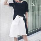 Set: Short-sleeve T-shirt+ Asymmetric A-line Skirt