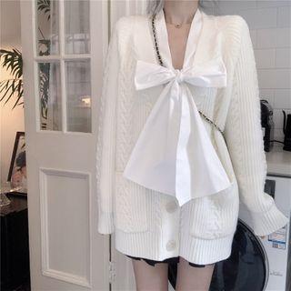 Long-sleeve Blouse / Cable Knit Cardigan