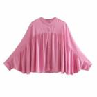 Batwing-sleeve Shirred Blouse