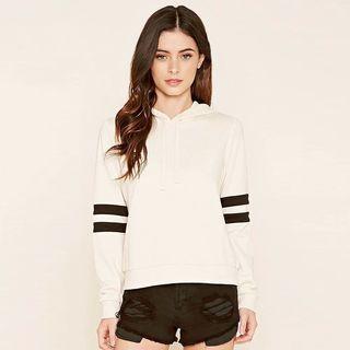 Stripe Sleeve Hooded Pullover