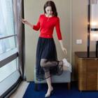 Set: Knit Top + Knit Midi Skirt