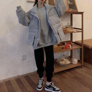 Plain Sweatshirt / Padded Zip Vest / Sweatpants