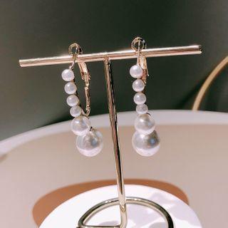Faux Pearl Earring 1 Pair - White Faux Pearl - Silver - One Size