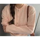 [dearest] Collared Melange Woolen Cardigan (pink) One Size