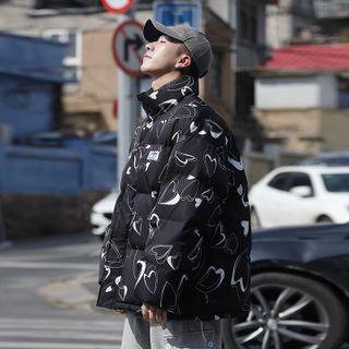 Heart Print Padding Zip Jacket