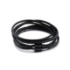 Simple Fashion Geometric 316l Stainless Steel Leather Multi-layer Bracelet Black - One Size