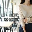 Plain Round-neck Long-sleeve Top
