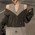 Mock Two-piece Cold-shoulder Cardigan