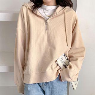 Hooded Zip Neckline Sweatshirt