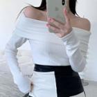 Long Sleeve Off-shoulder Plain Sweater