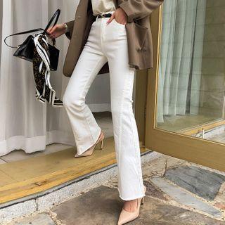 Cut-hem Bell-bottom Pants