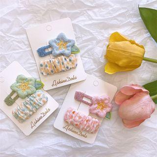 Set Of 2: Flower / Fabric Hair Clip (various Designs)