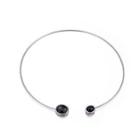 Simple And Fashion Geometric Round Necklace With Black Cubic Zircon Silver - One Size