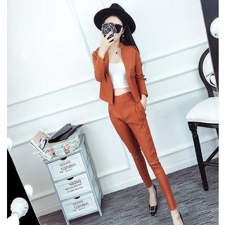 Set: Open Front Cropped Blazer + Skinny Pants