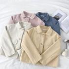 Plain Double-pocket Acrylic Long-sleeve Cardigan