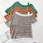 One-shoulder Striped Summer-knit Top