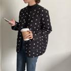 Dotted Quilted Buttoned Jacket As Shown In Figure - One Size