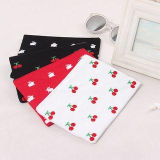 Canvas Embroider Patterned Zipper Bag Rabbits - Red - One Size
