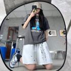 Splatter Print Wide Leg Shorts
