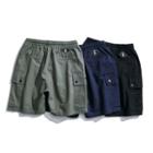 Pocketed Applique Drawstring Shorts