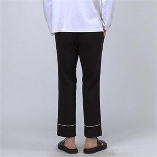 Piped-trim Straight-cut Pants