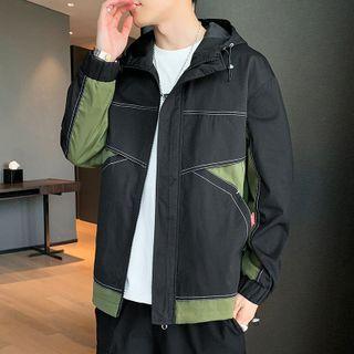 Long-sleeve Color-block Hoodie Jacket