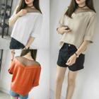 Elbow-sleeve Mesh Panel T-shirt