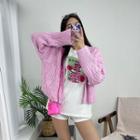 Extra Long-sleeve Cable-knit Cardigan