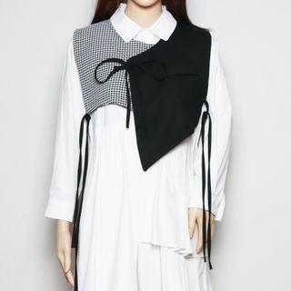 Houndstooth Panel Bow Vest Black & White - One Size