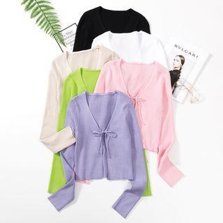 Cropped Tie-front Cardigan