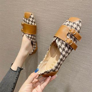 Houndstooth Panel Buckled Flats
