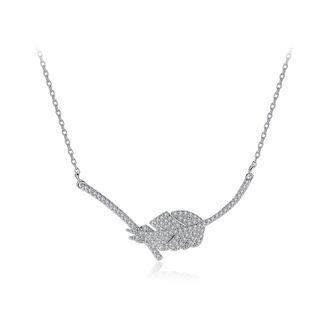 Fashion And Elegant Leaf Necklace With Cubic Zirconia Silver - One Size