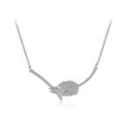 Fashion And Elegant Leaf Necklace With Cubic Zirconia Silver - One Size
