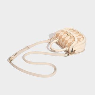 Argyle Faux Leather Saddle Crossbody Bag