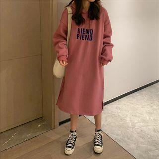 Long-sleeve Printed Hooded Midi Dress