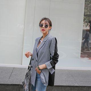 Panel-back Double-breasted Stripe Blazer