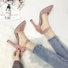 Faux Suede Ankle-strap Pointed High-heel Sandals