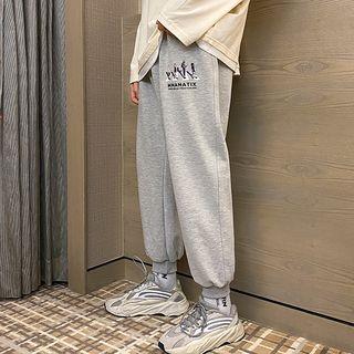Drawstring Waist Printed Gather-cuff Sweatpants