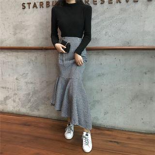 High-waist Woolen Plaid Mermaid Skirt