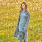 Round-neck Cable-knit Coat