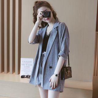 Set : 3/4-sleeve Jacket + Linen Cotton Shorts