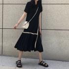 Plain Accordion Pleat Dress Black - One Size