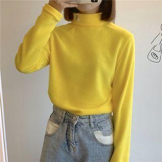 Embroidered Turtleneck Fleece Top (various Design)