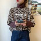 Mock Two-piece Leopard Print Long-sleeve T-shirt