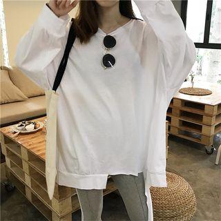 Cut-out Shoulder Plain Tee White - One Size